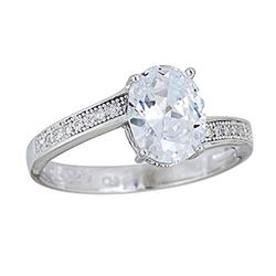 Sterling Silver mm Oval Cut Ring Cubic Zirconia Size 6