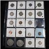 Image 1 : Page of 20 Mixed coins Morgan $1, Peace $1, Washington 25c, Barber 10c, Jefferson5c