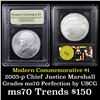Image 1 : 2005-p John Marshall Modern Commem Dollar $1 Grades ms70, Perfection