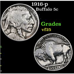 1916-p Buffalo Nickel 5c Grades vf+