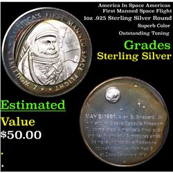 America In Space Americas First Manned Space Flight 1oz .925 Sterling Silver Round Grades