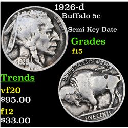 1926-d Buffalo Nickel 5c Grades f+