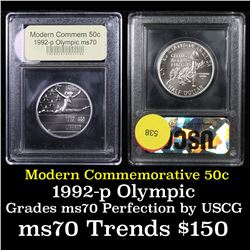 1992-p Olympics Modern Commem Half Dollar 50c Grades ms70, Perfection