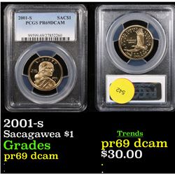 PCGS 2001-s Sacagawea Dollar 1 Graded pr69 dcam By PCGS