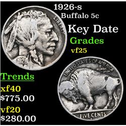 1926-s Buffalo Nickel 5c Grades vf 