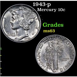 1943-p Mercury Dime 10c Grades Select Unc