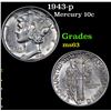 Image 1 : 1943-p Mercury Dime 10c Grades Select Unc