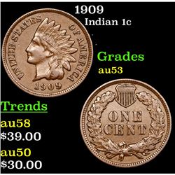 1909 Indian Cent 1c Grades Select AU