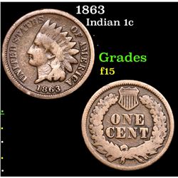 1863 Indian Cent 1c Grades f+