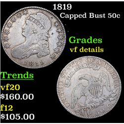 1819 Capped Bust Half Dollar 50c Grades vf details
