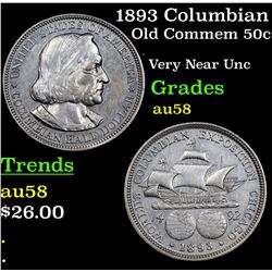 1892 Columbian Old Commem Half Dollar 50c Grades Choice AU/BU Slider