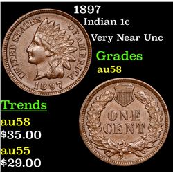 1897 Indian Cent 1c Grades Choice AU/BU Slider