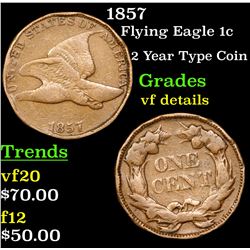 1857 Flying Eagle Cent 1c Grades vf details