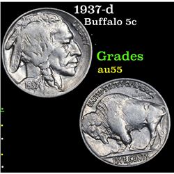 1937-d Buffalo Nickel 5c Grades Choice AU