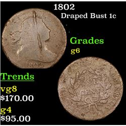1802 Draped Bust Large Cent 1c Grades g+