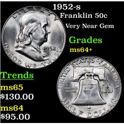 1952-s Franklin Half Dollar 50c Grades Choice+ Unc