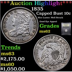 ***Auction Highlight*** 1835 Capped Bust Dime 10c Graded Select Unc By USCG (fc)
