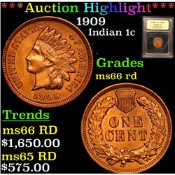 ***Auction Highlight*** 1909 Indian Cent 1c Graded GEM+ Unc RD By USCG (fc)