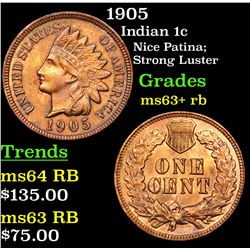 1905 Indian Cent 1c Grades Select+ Unc RB