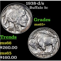 1938-d/s Buffalo Nickel 5c Grades GEM+ Unc