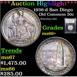 ***Auction Highlight*** 1936-d San Diego Old Commem Half Dollar 50c Graded GEM++ Unc By USCG (fc)