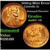 Image 1 : 1920-p Mint Error Lincoln Cent 1c Grades Select+ Unc RD