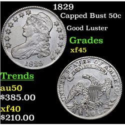 1829 Capped Bust Half Dollar 50c Grades xf+