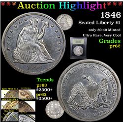 * Highlight Of Entire Auction* 1846 Seated Liberty Dollar $1 Graded Select Proof By USCG (fc)