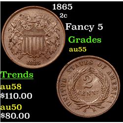 1865 Two Cent Piece 2c Grades Choice AU