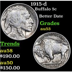 1915-d Buffalo Nickel 5c Grades Select AU