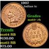 Image 1 : 1907 Indian Cent 1c Grades Select+ Unc RB