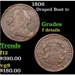 1806 Draped Bust Large Cent 1c Grades f details