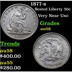 1877-s Seated Half Dollar 50c Grades Choice AU/BU Slider