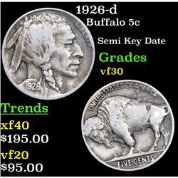 1926-d Buffalo Nickel 5c Grades vf++