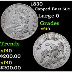1830 Capped Bust Half Dollar 50c Grades xf
