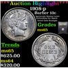 Image 1 : ***Auction Highlight*** 1908-p Barber Dime 10c Graded GEM Unc By USCG (fc)