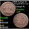 Image 1 : 1806 Large 6 Draped Bust Half Cent 1/2c Grades vg+