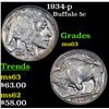 Image 1 : 1934-p Buffalo Nickel 5c Grades Select Unc