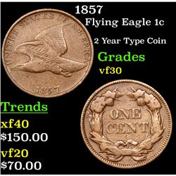 1857 Flying Eagle Cent 1c Grades vf++