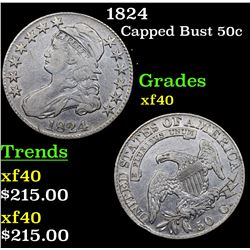 1824 Capped Bust Half Dollar 50c Grades xf