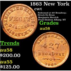 1863 New York Civil War Token 1c Grades Choice AU/BU Slider