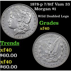 1878-p 7/8tf Vam 33 Morgan Dollar $1 Grades xf