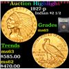 Image 1 : ***Auction Highlight*** 1927-p Gold Indian Quarter Eagle $2 1/2 Graded Select Unc By USCG (fc)