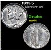 Image 1 : 1939-p Mercury Dime 10c Grades Choice Unc