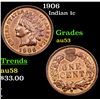 Image 1 : 1906 Indian Cent 1c Grades Select AU