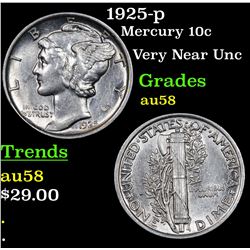 1925-p Mercury Dime 10c Grades Choice AU/BU Slider