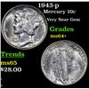 Image 1 : 1943-p Mercury Dime 10c Grades Choice+ Unc
