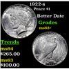 Image 1 : 1922-s Peace Dollar $1 Grades Select+ Unc