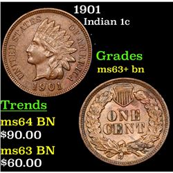 1901 Indian Cent 1c Grades Select+ Unc BN