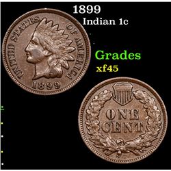 1899 Indian Cent 1c Grades xf+